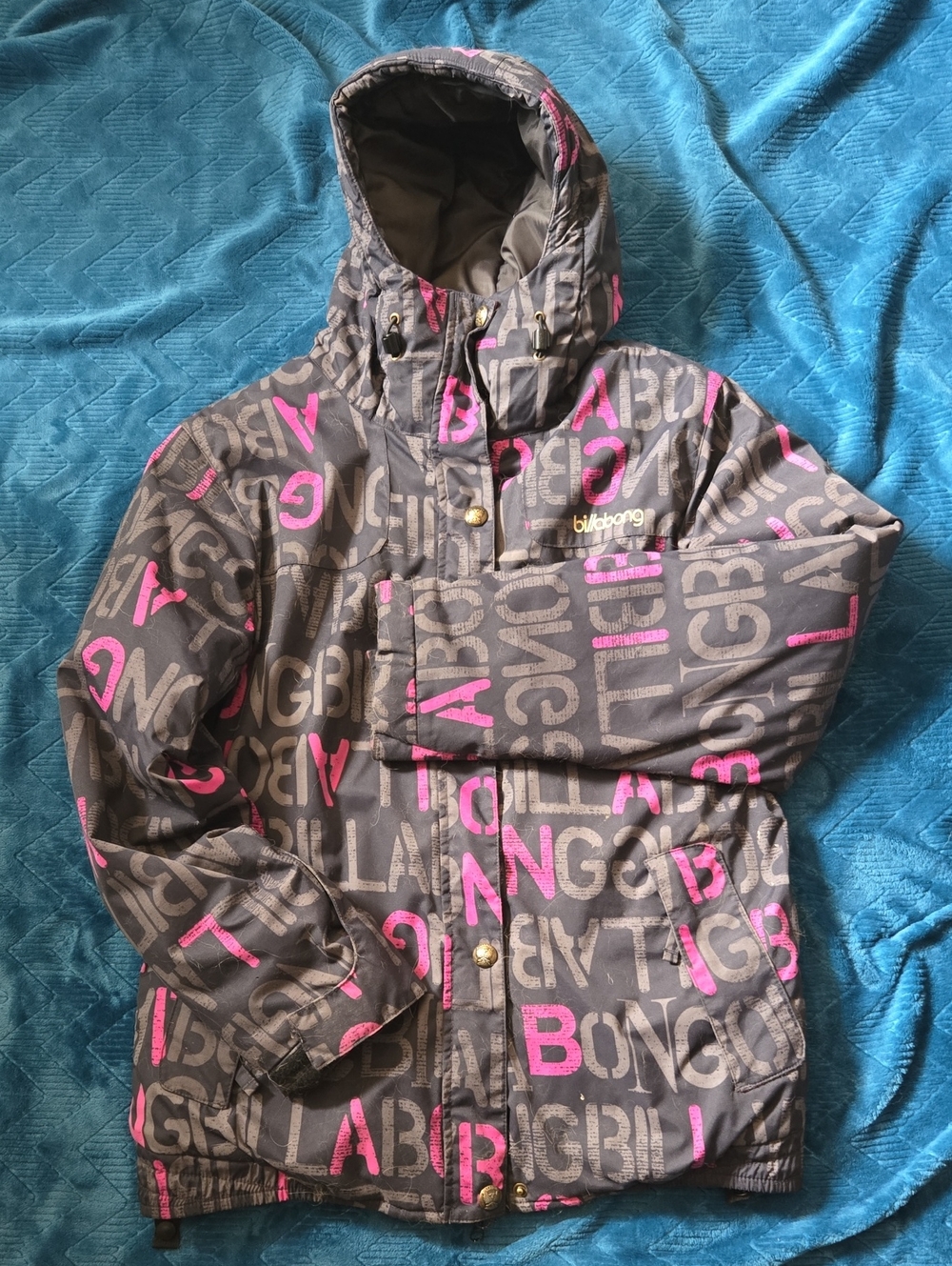 Billabong Gray Jacket with Pink Logo Print